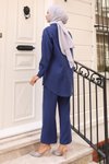 İndigo İkili İnci Detaylı Tesettür Takım
