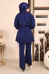 İndigo İkili Yırtmaçlı Tesettür Takım