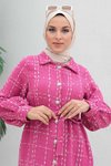 Pembe Kaşe Düğmeli Kaban