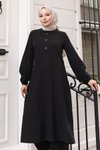 Siyah İkili Düğmeli Tesettür Takım