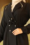 Siyah İkili Yakası Fermuar Detaylı Takım