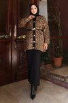 Taba Leopar Desenli Triko İkili Takım
