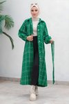 Yeşil Kaşe Düğmeli Kaban