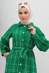 Yeşil Kaşe Düğmeli Kaban