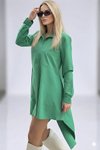 Yeşil Asimetrik Terikoton Gömlek Tunik