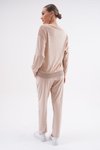 Bej Soft Kadife Baskılı Eşofman Takım
