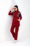 Leopard Sequin Embellished Tracksuit Set - Maroon