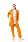 Three-Piece Embossed Print Tracksuit Set - Mustard