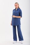 İndigo Üçlü Gömlek Pantolon T-shirt Takım
