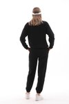 Siyah Cep Detaylı Kot Parçalı Eşofman Takım