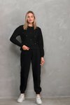 Siyah Kareli Taş Detaylı Eşofman Takım