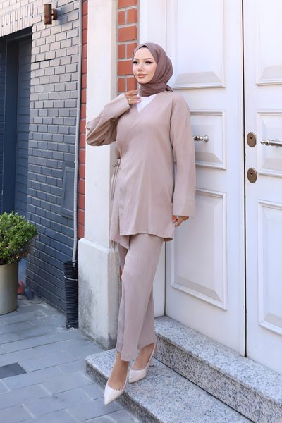 Vizon İkili Kimono Bağlama Detaylı Takım