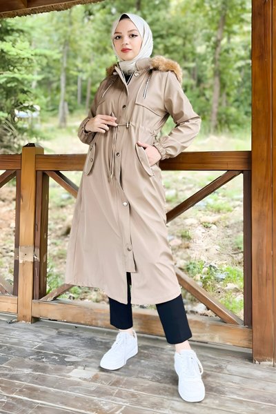 Vizon Kapüşonlu Fermuarlı Mont