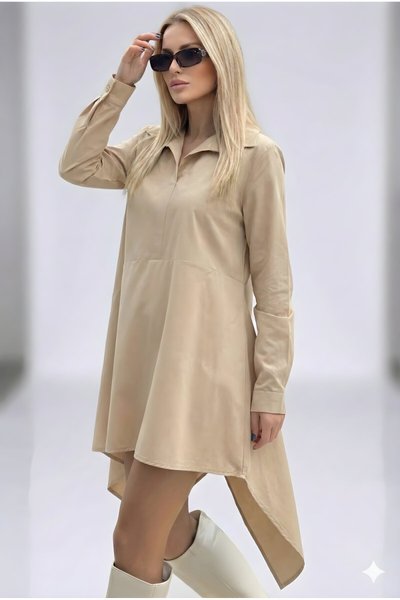 Taş Asimetrik Terikoton Gömlek Tunik