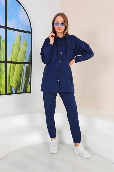 Lacivert Büyük Düğmeli Eşofman Takımı