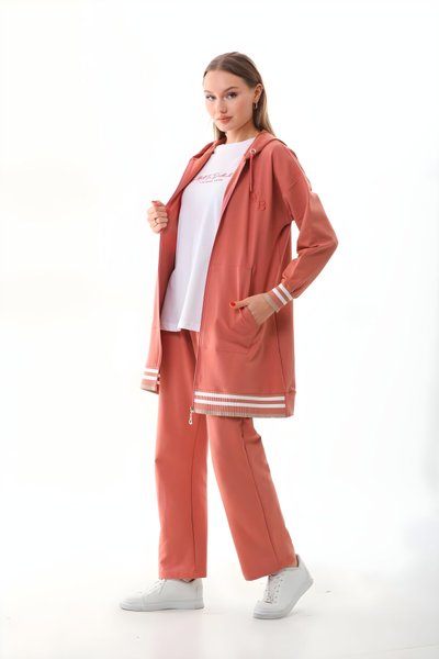 Somon Şeritli Üçlü Eşofman Takım