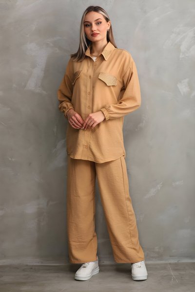 Vizon Yazlık İkili Alt Üst Taş İşlemeli Takım