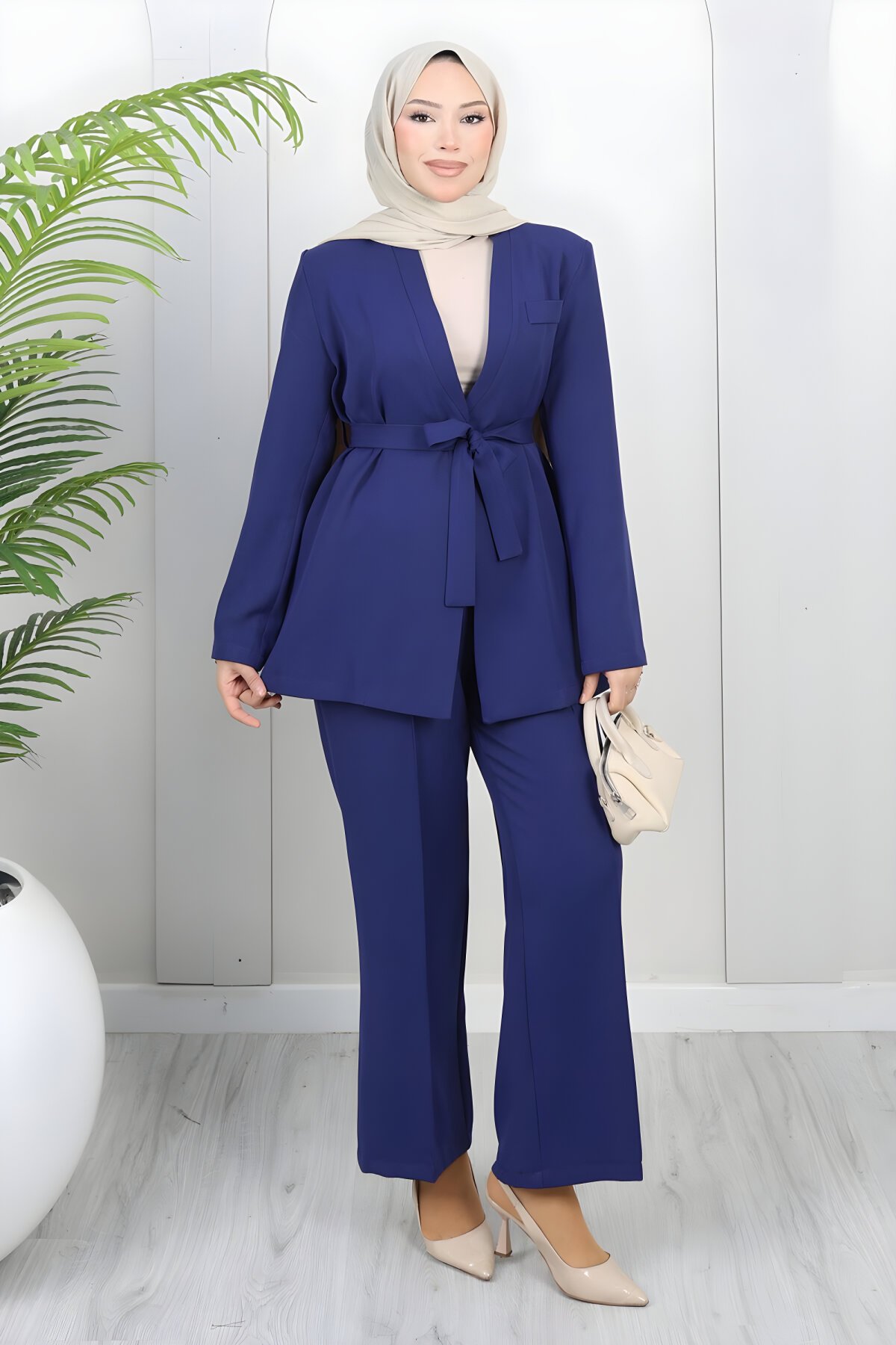 İndigo Soft Blazer İkili Tesettür Takım - Modamihram