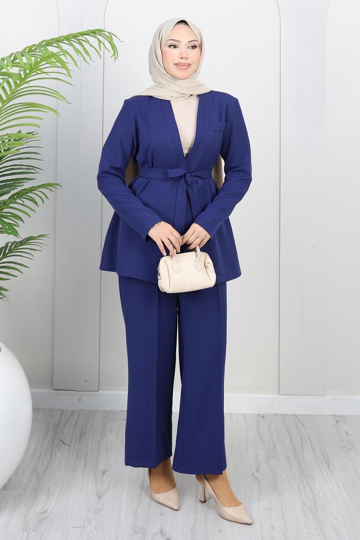 İndigo Soft Blazer İkili Tesettür Takım - Modamihram