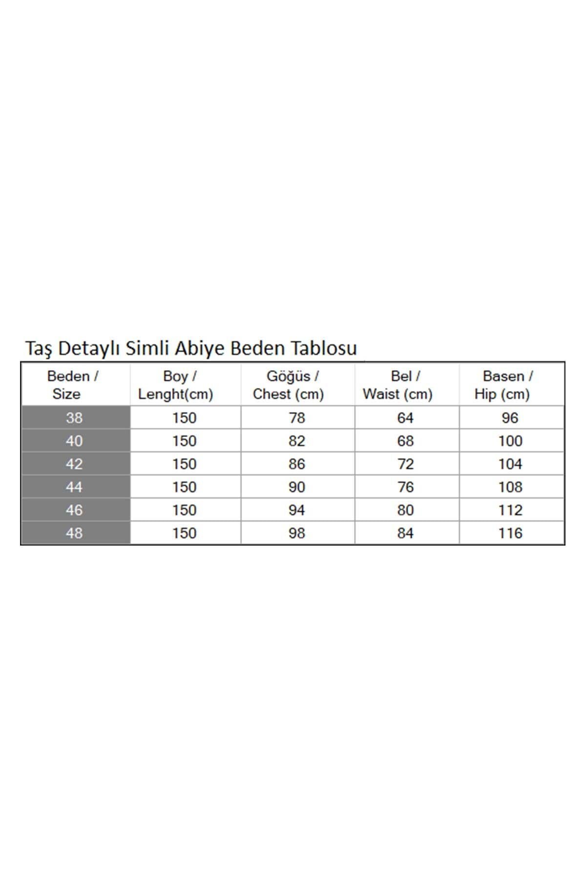 Mint Simli Göğsü Drapeli Taş Detaylı Abiye Elbise - Modamihram
