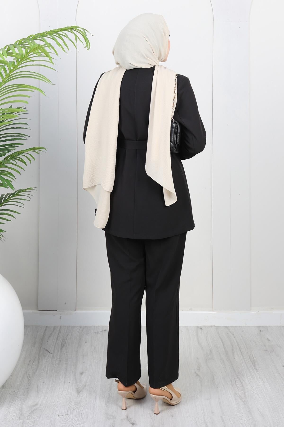 Siyah Soft Blazer İkili Takım - Modamihram