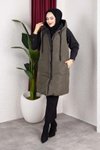 Haki Şişme Çift Taraflı Kapüşonlu Mont