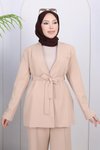 Bej Soft Blazer İkili Tesettür Takım