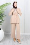 Bej Soft Blazer İkili Tesettür Takım