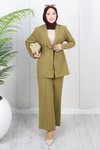 Haki Soft Blazer İkili Tesettür Takım