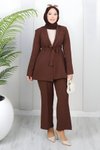 Kahverengi Soft Blazer İkili Tesettür Takım