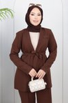 Kahverengi Soft Blazer İkili Tesettür Takım