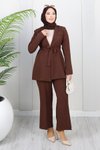 Kahverengi Soft Blazer İkili Tesettür Takım