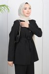 Siyah Soft Blazer İkili Takım