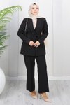 Siyah Soft Blazer İkili Takım