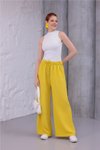 Sarı Bol Paça Yazlık Plaj Model Pantolon