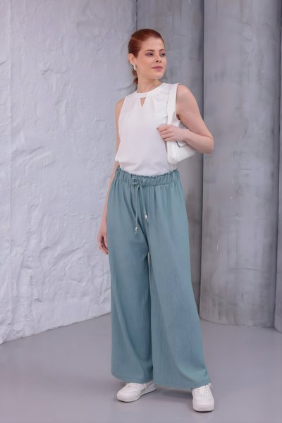 Mint Yazlık Plaj Model Bol Paça Pantolon