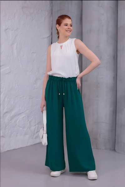 Zümrüt Bol Paça Yazlık Plaj Model Pantolon