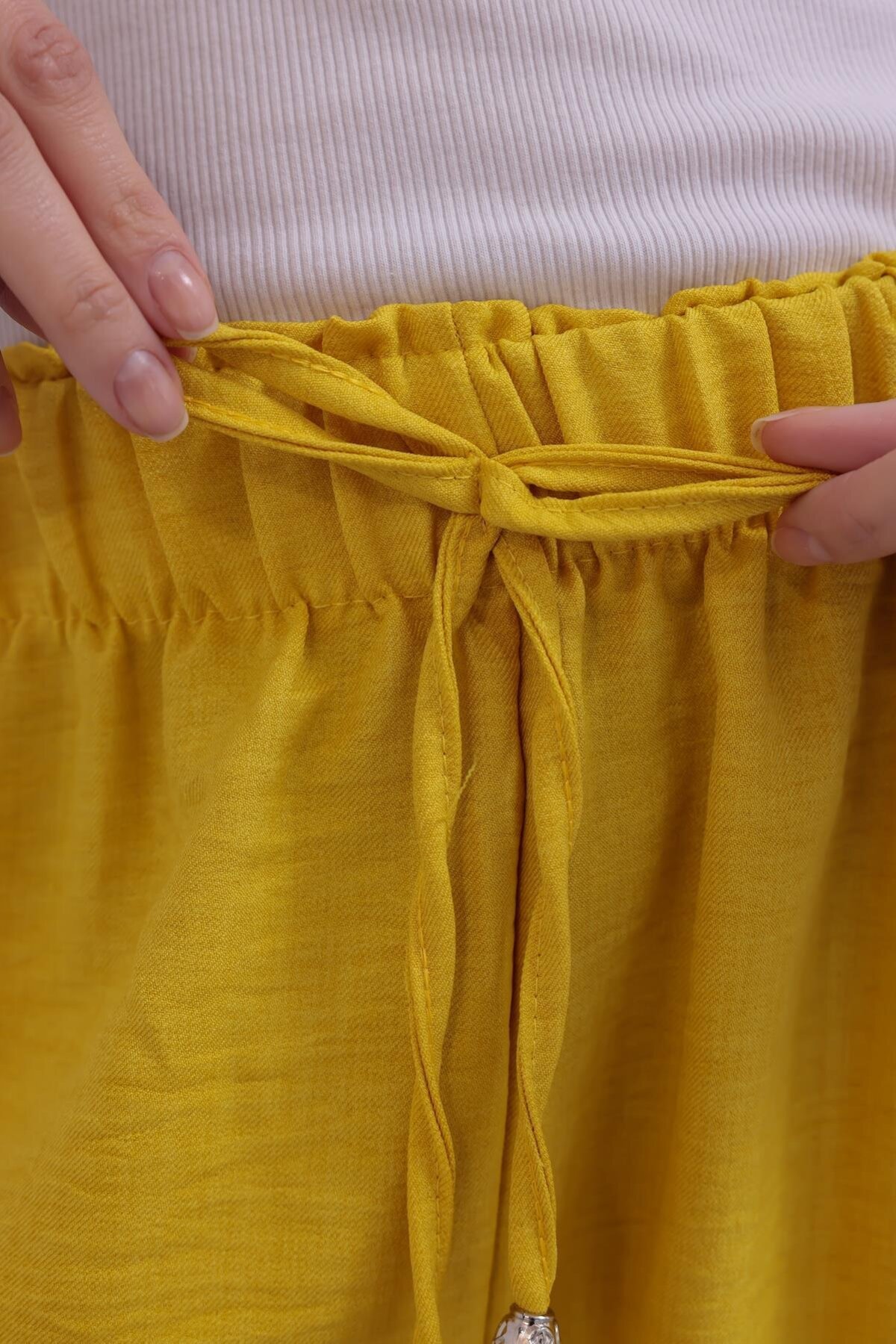 Wide Leg Summer Beach Style Pants - Yellow - Westbound
