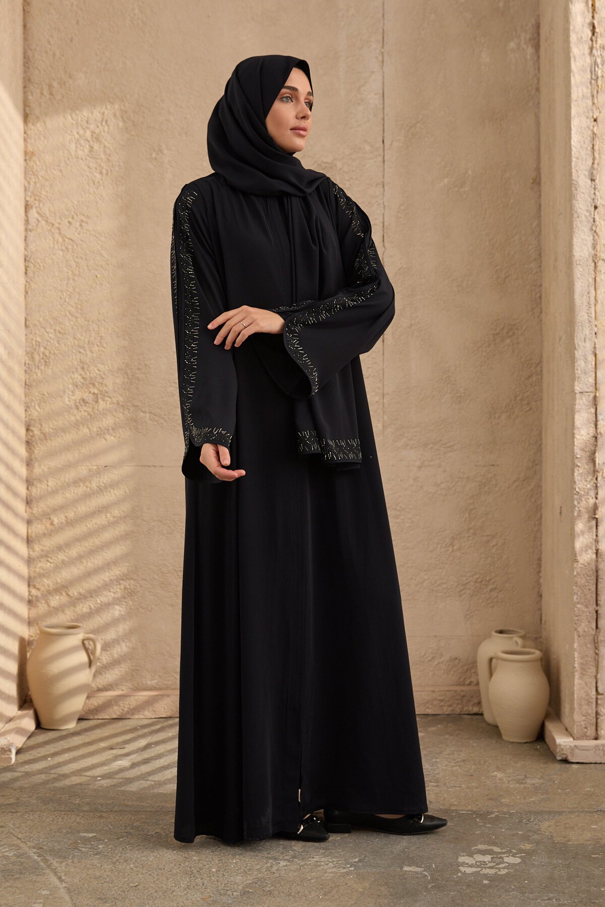 طقم فيراجة نيلي بتصميم خاص بشال - Agra Prive