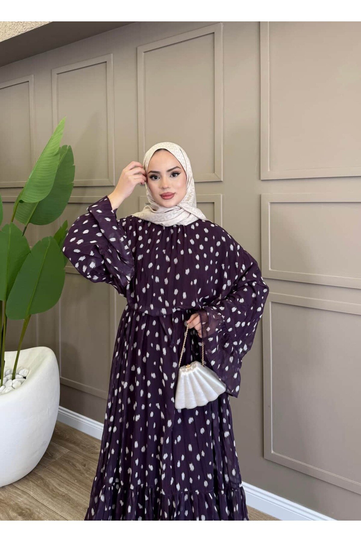Crush Chiffon Dress - Purple - ALLİNOFFİCİAL