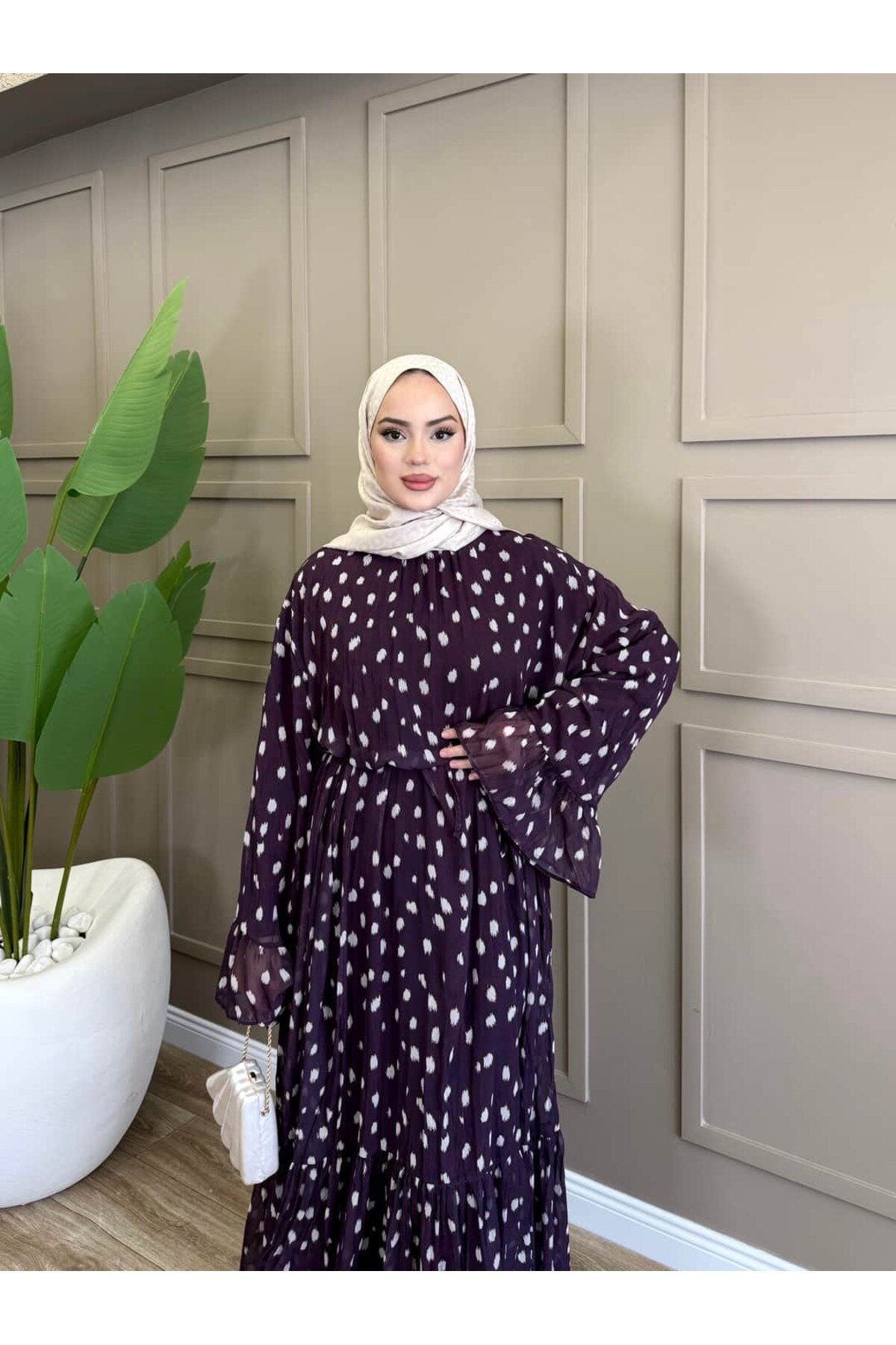 Crush Chiffon Dress - Purple - ALLİNOFFİCİAL