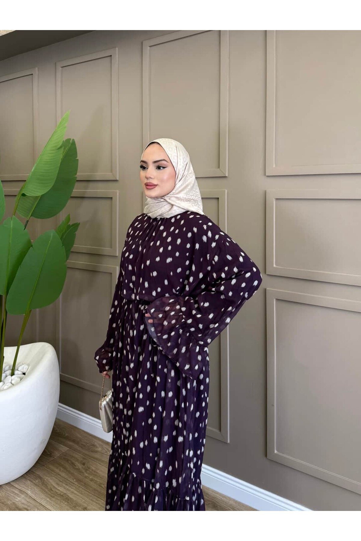 Crush Chiffon Dress - Purple - ALLİNOFFİCİAL