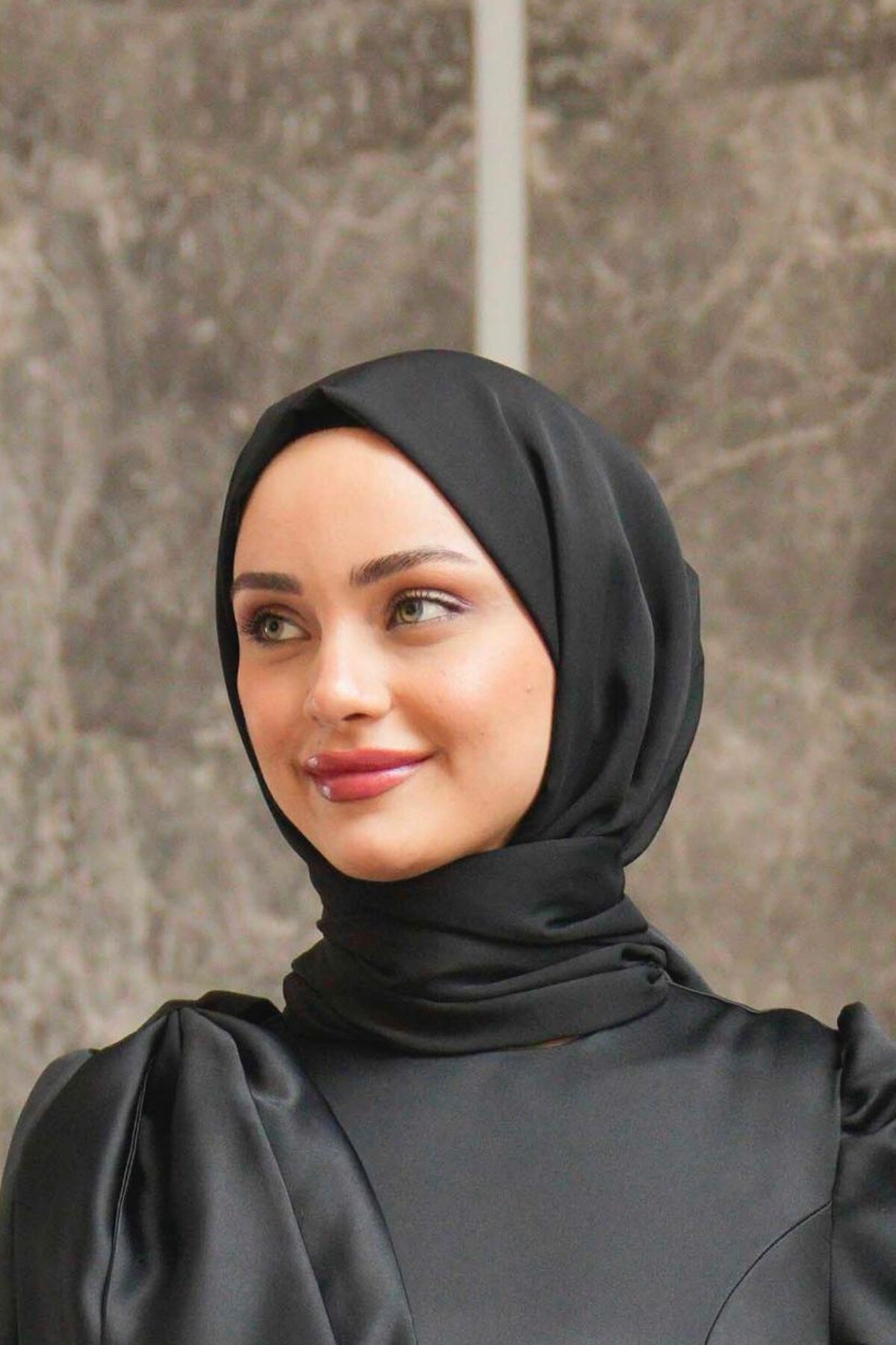 Shimmer Chiffon Satin Shawl - Black - Azeem