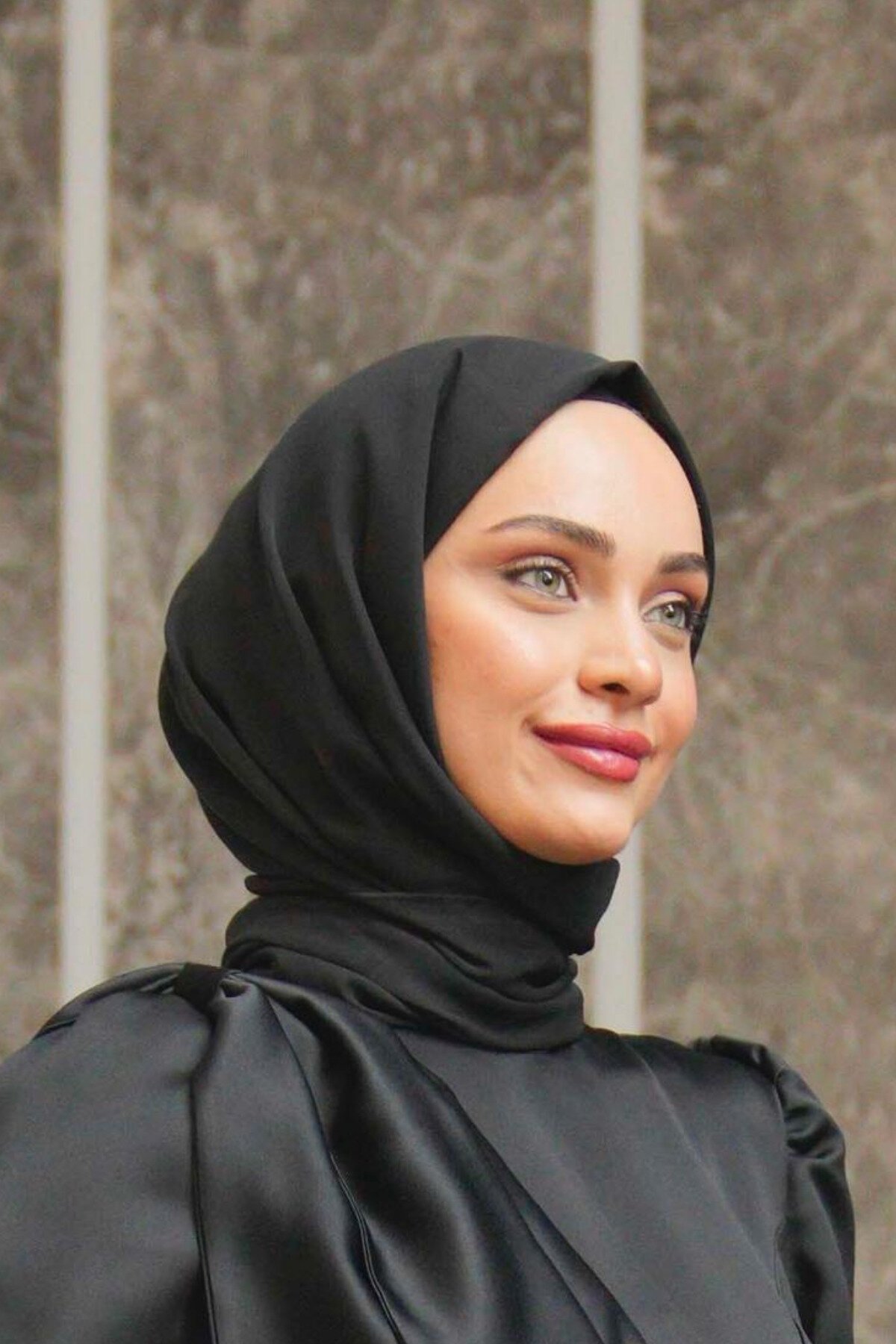 Shimmer Chiffon Satin Shawl - Black - Azeem