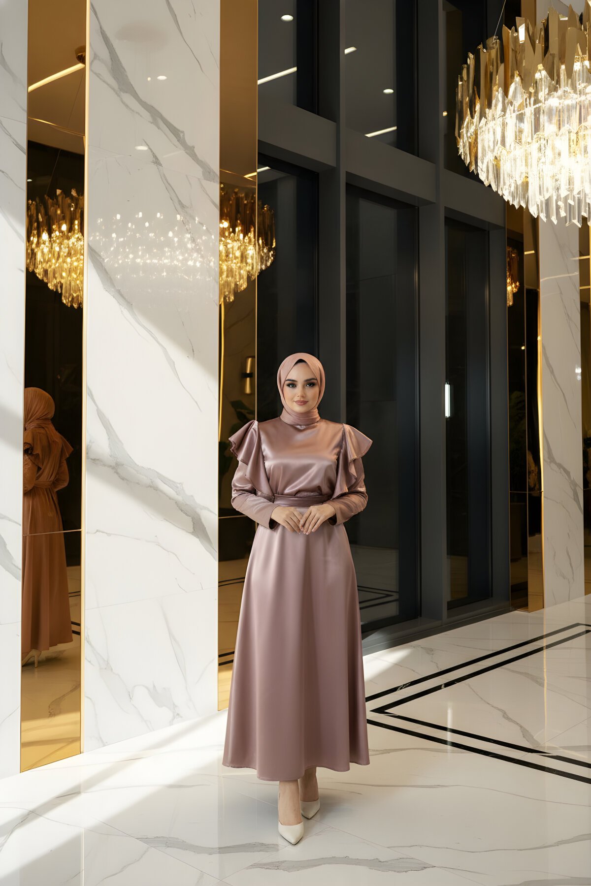 Pembe Sarah Abiye Elbise - Azeemprive