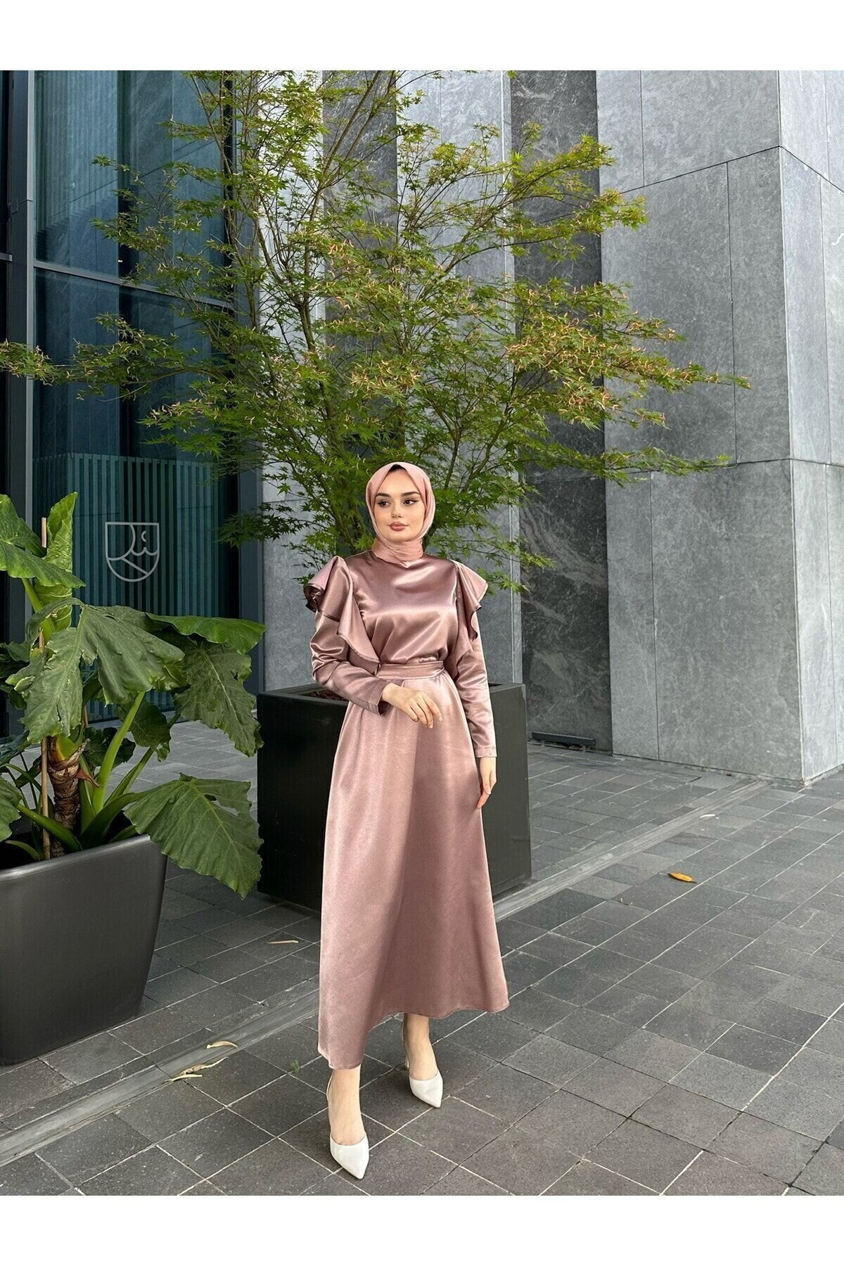 Pembe Sarah Abiye Elbise - Azeemprive