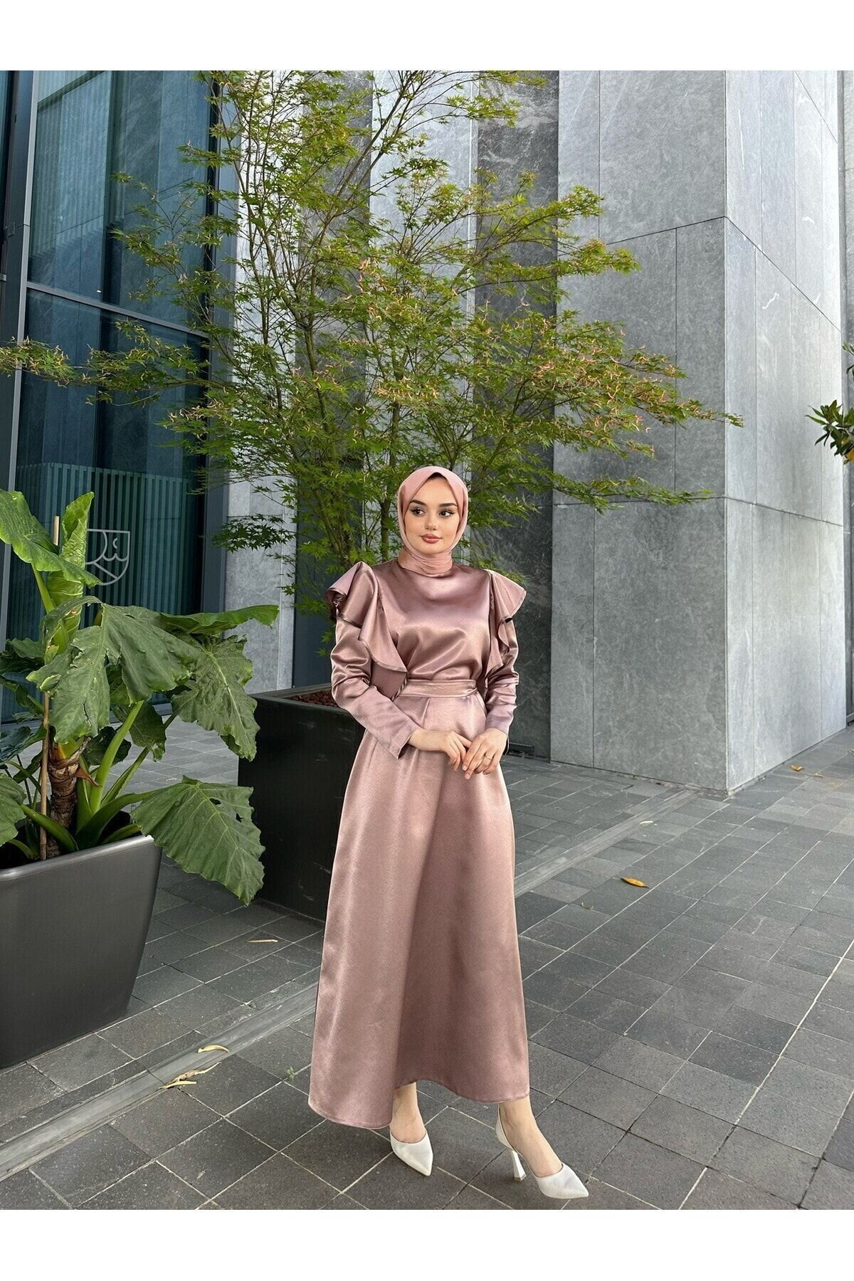 Pembe Sarah Abiye Elbise - Azeemprive