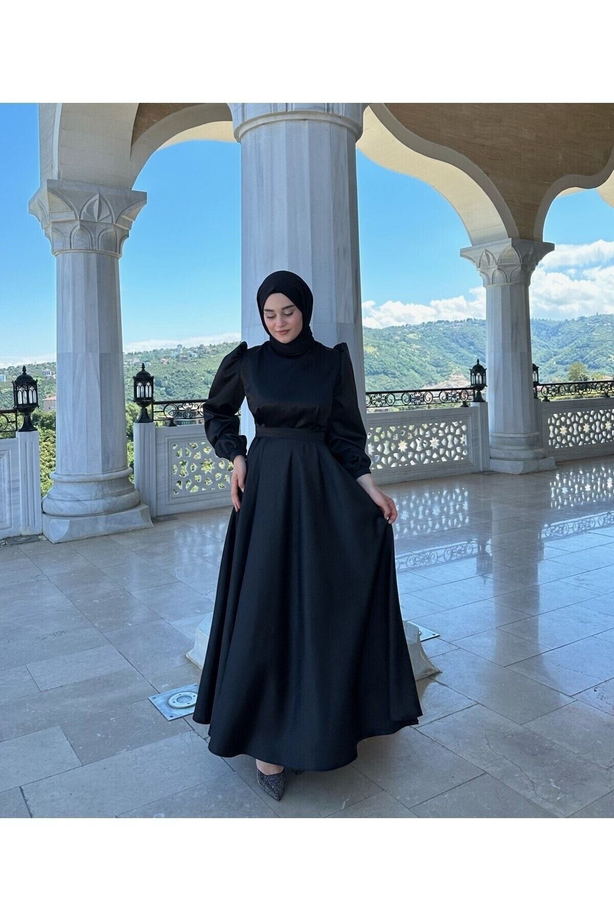 Siyah Mimoza Abiye Elbise - Azeemprive