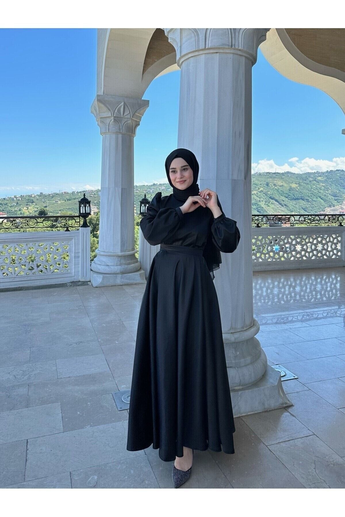 Siyah Mimoza Abiye Elbise - Azeemprive