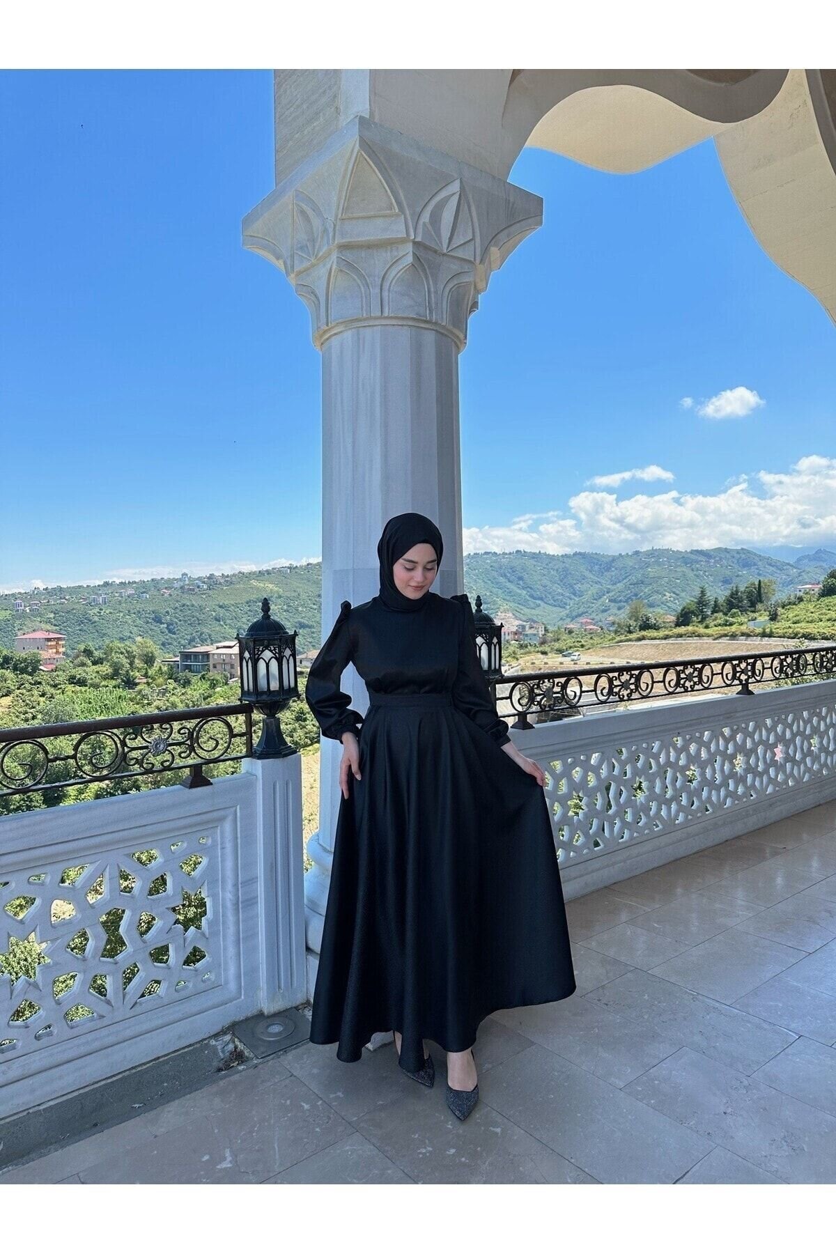 Siyah Mimoza Abiye Elbise - Azeemprive